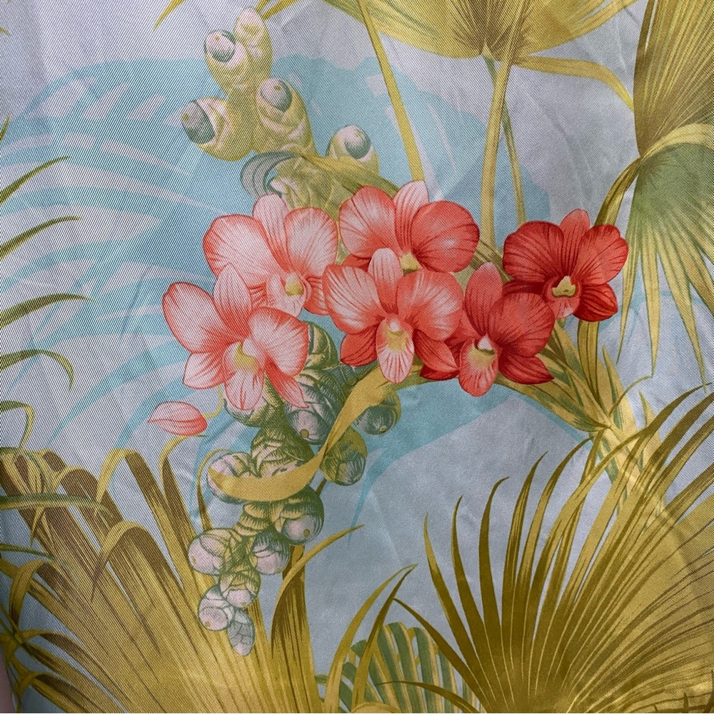 Tommy Bahama Dress Womens 12 Silk Plus Sundress Spaghetti Straps Tropical Blue - Picture 9 of 11